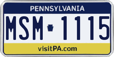 PA license plate MSM1115