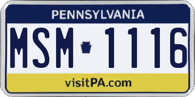 PA license plate MSM1116