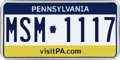 PA license plate MSM1117