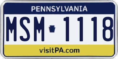 PA license plate MSM1118