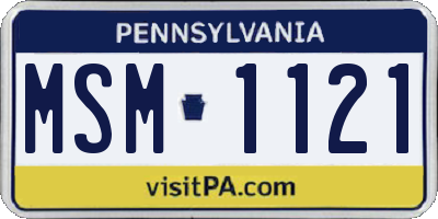 PA license plate MSM1121