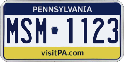 PA license plate MSM1123