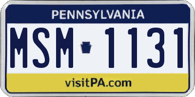 PA license plate MSM1131