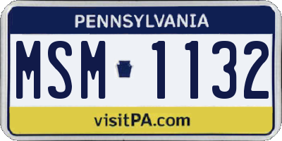 PA license plate MSM1132