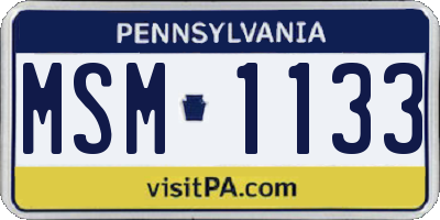 PA license plate MSM1133