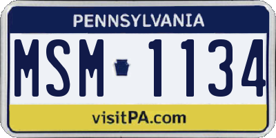 PA license plate MSM1134