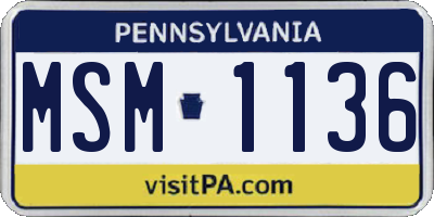 PA license plate MSM1136