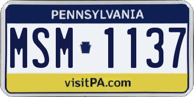 PA license plate MSM1137