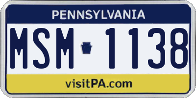 PA license plate MSM1138