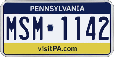 PA license plate MSM1142