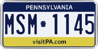 PA license plate MSM1145