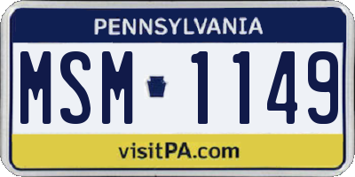 PA license plate MSM1149