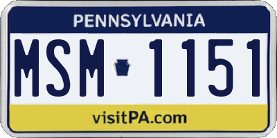 PA license plate MSM1151