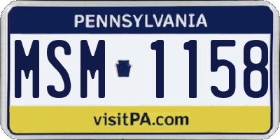 PA license plate MSM1158