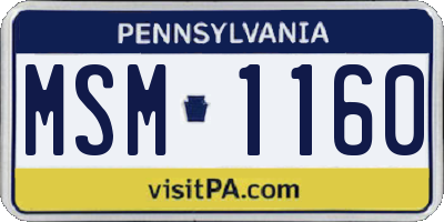 PA license plate MSM1160