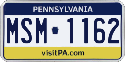PA license plate MSM1162