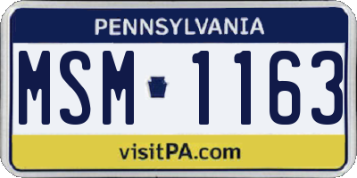 PA license plate MSM1163