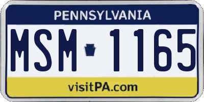 PA license plate MSM1165