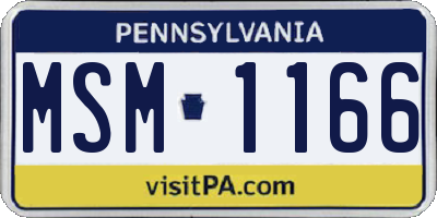 PA license plate MSM1166