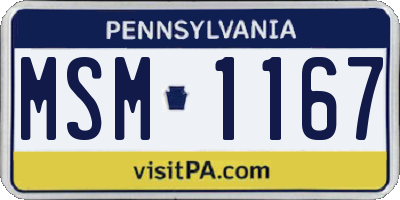 PA license plate MSM1167