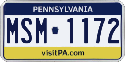 PA license plate MSM1172