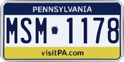 PA license plate MSM1178