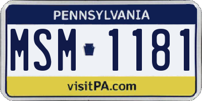 PA license plate MSM1181