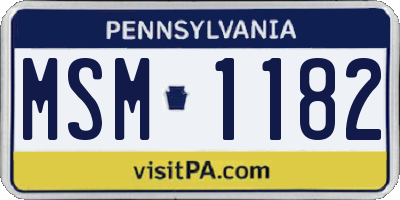 PA license plate MSM1182