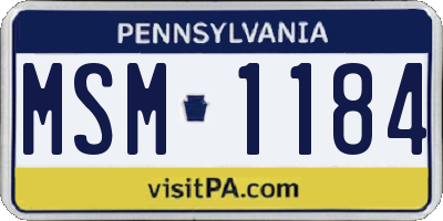 PA license plate MSM1184