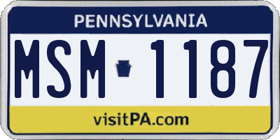 PA license plate MSM1187