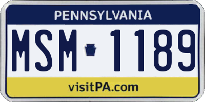 PA license plate MSM1189