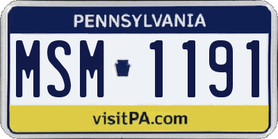 PA license plate MSM1191