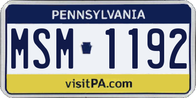 PA license plate MSM1192