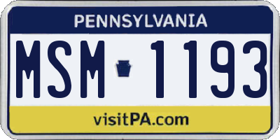 PA license plate MSM1193