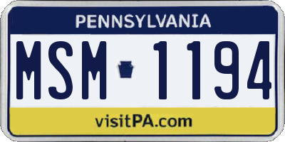 PA license plate MSM1194