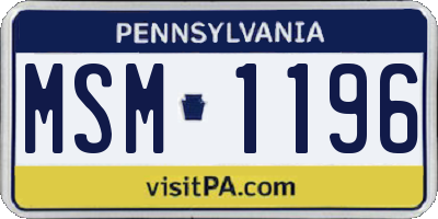 PA license plate MSM1196