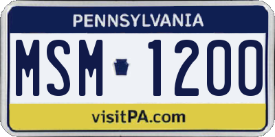 PA license plate MSM1200