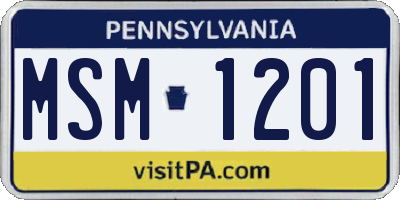 PA license plate MSM1201