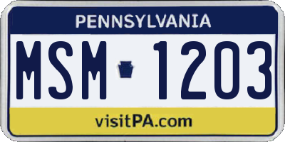 PA license plate MSM1203