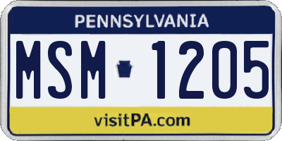 PA license plate MSM1205