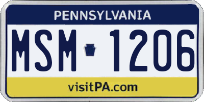 PA license plate MSM1206