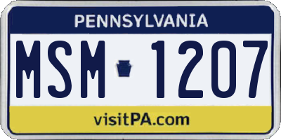 PA license plate MSM1207