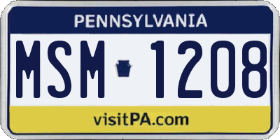 PA license plate MSM1208