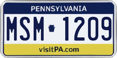 PA license plate MSM1209