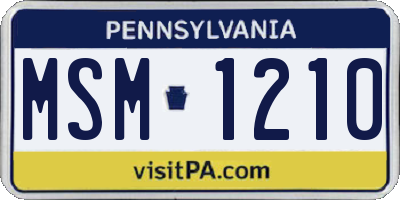 PA license plate MSM1210