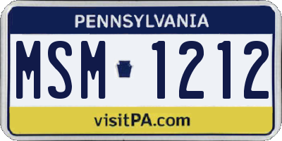 PA license plate MSM1212
