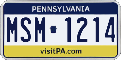 PA license plate MSM1214