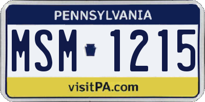 PA license plate MSM1215