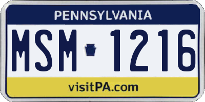 PA license plate MSM1216