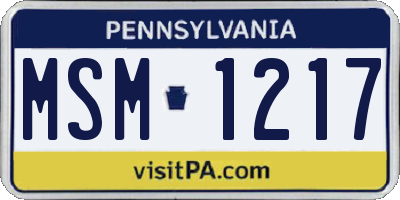 PA license plate MSM1217